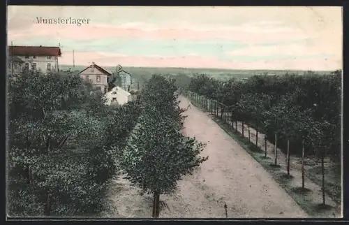 AK Munsterlager, lagerstrasse mit anstossenden Gebäuden