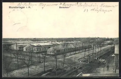 AK Munsterlager i. H., Baracken und Lagerzaun