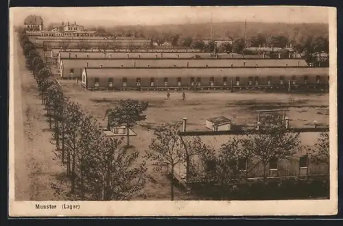 AK Munster, Lager, Blick über die Baracken aus der Vogelschau