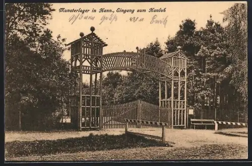 AK Munsterlager in Hann., Eingang zum Hanloh