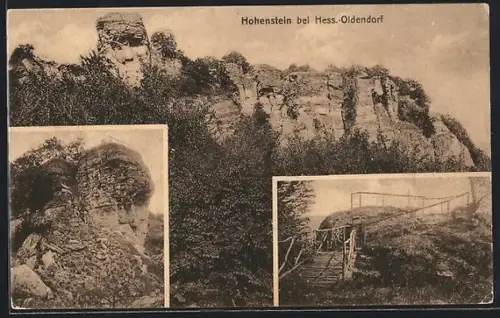 AK Hess.-Oldendorf, Hohenstein, Felsen, Aussichtspunkt, Wanderweg