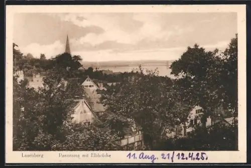 AK Lauenburg, Panorama mit Elbbrücke