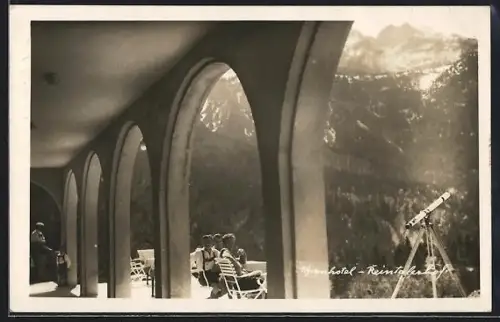 AK Berchtesgaden, Kurhotel-Restaurant, Terrasse, Alpenpanorama