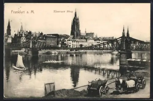AK Alt-Frankfurt, Eiserner Steg, Dom, Mainufer