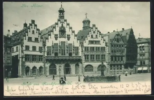 AK Alt-Frankfurt, Römer mit Brunnen