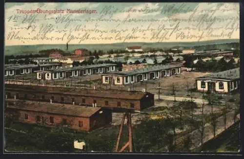 AK Munsterlager, Truppenübungsplatz, Blick über das Barackengelände