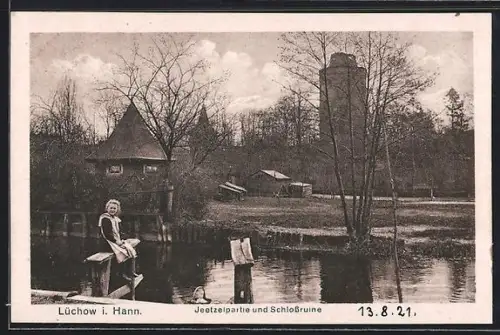 AK Lüchow i. Hann., Jeetzelpartie und Schlossruine