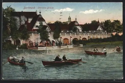 AK Dortmund, Steinerne Brücke mit Ruderbooten