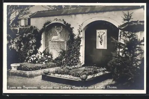AK Egern am Tegernsee, Grabmal von Ludwig Ganghofer und Ludwig Thoma