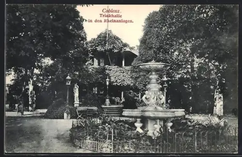 AK Coblenz, Trinkhalle in den Rheinanlagen