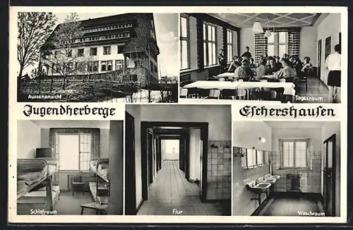 AK Eschershausen, Jugendherberge, Aussenansicht, Tagesraum, Schlafraum