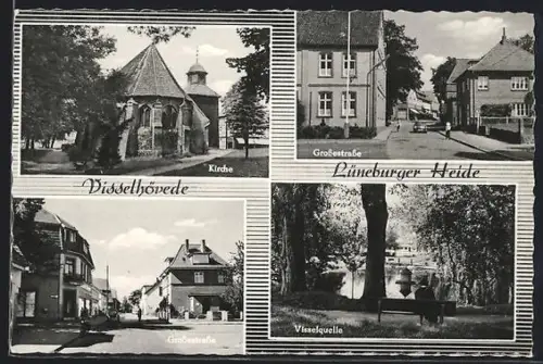 AK Visselhövede /Lüneburger Heide, Kirche, Grossestrasse, Visselquelle