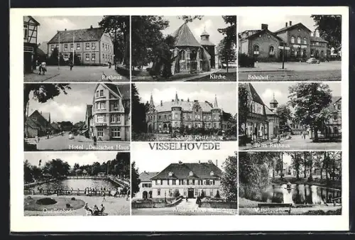 AK Visselhövede, Rathaus, Kirche, Hotel Deutsches Haus