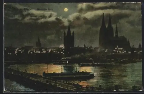 AK Köln am Rhein, Abendstimmung, Dom, Rheinansicht