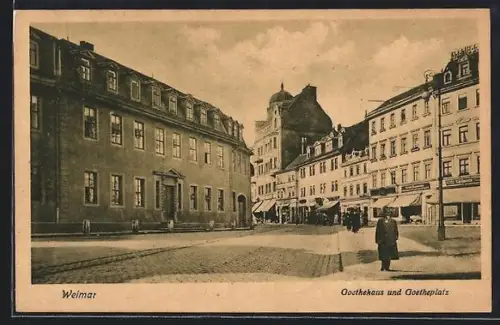 AK Weimar, Goethehaus und Goetheplatz