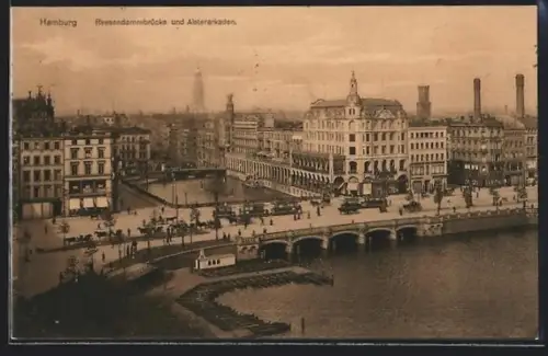 AK Hamburg, Reesendammbrücke, Alsterarkaden