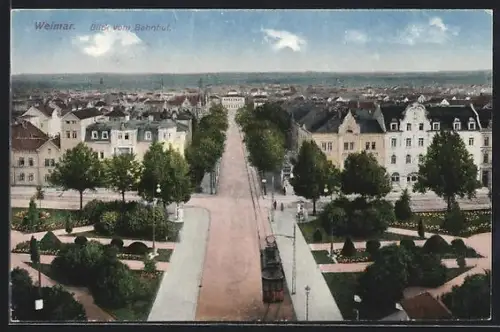 AK Weimar, Blick vom Bahnhof
