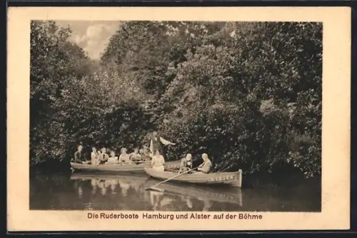 AK Walsrode, die Ruderboote Hamburg und Alster auf der Böhme