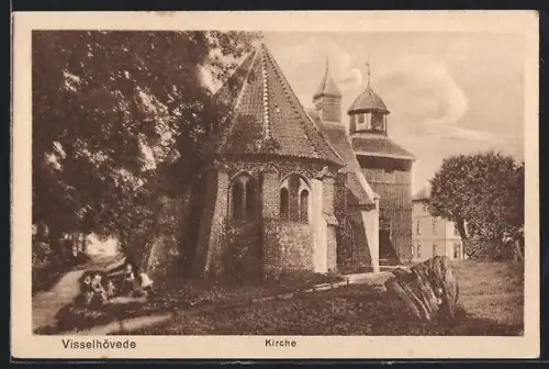 Künstler-AK Visselhövede, Blick zur Kirche