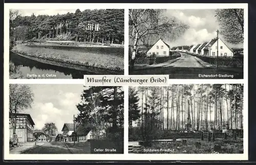 AK Munster /Lüneburger Heide, Eichendorf-Siedlung, Soldaten-Friedhof, Celler Strasse
