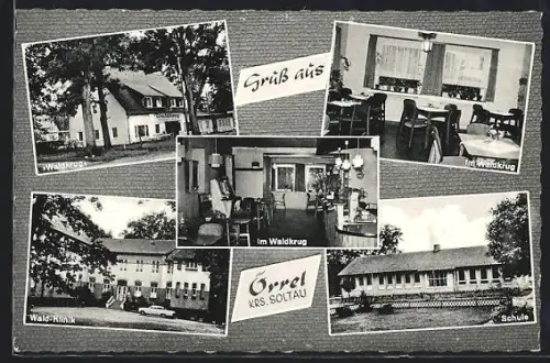 AK Oerrel / Soltau, Gasthaus Waldkrug, Innenansichten