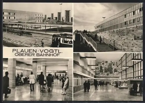 AK Plauen, Oberer Bahnhof, Fahrkartenschalter, Eingangshalle, Treppenaufgang