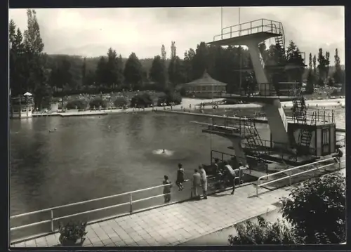 AK Auerbach-Brunn i. Vogtl., HO-Gaststätte, Schwimmbad