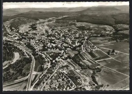 AK Gomaringen, Fliegeraufnahme des Ortes und Umgebung