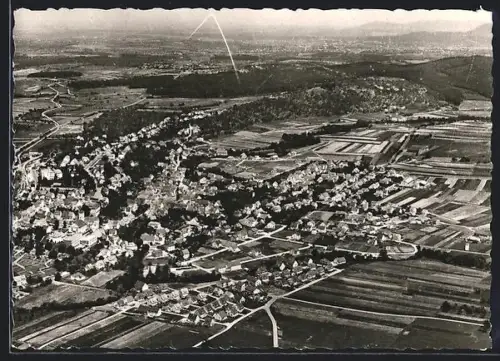 AK Gomaringen, Fliegeraufnahme des Ortes mit Umgebung