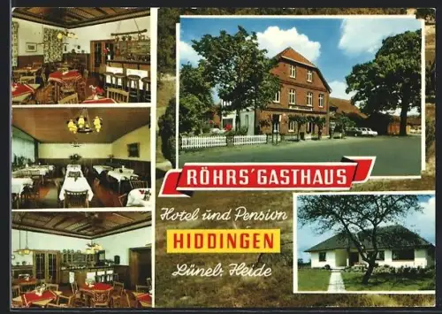 AK Hiddingen /Lüneburger Heide, Gasthaus Röhr, Innenansichten