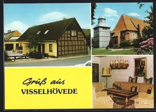 AK Visselhövede, Pension Editha Riedel, Lindenstrasse 6, Innenansicht, Ortspartie