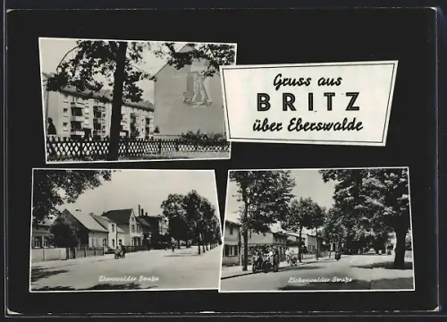 AK Britz über Eberswalde, Eberswalder Strasse, Liebenwalder Strasse, Ortspartie