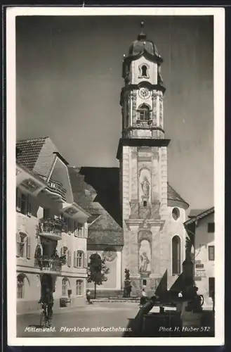 AK Mittenwald, Pfarrkirche mit Goethehaus