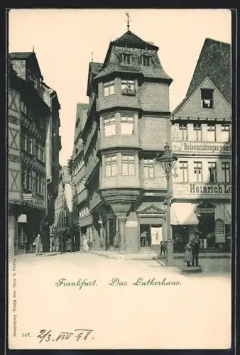 AK Frankfurt / Main, Strasseneck am Lutherhaus