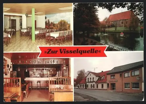 AK Visselhövede, Gasthof Zur Visselquelle in der Süderstrasse, Inh. W. Deucker, Saal, Restaurant, Aussenansicht