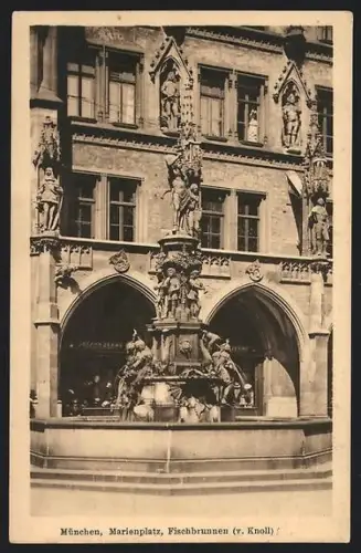 AK München, Marienplatz, Fischbrunnen