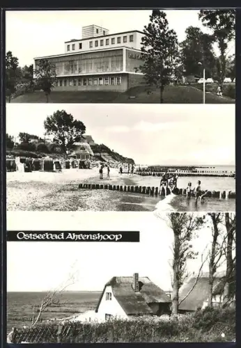 AK Ahrenshoop, Strand, Kurhaus, Reetdachhäuser