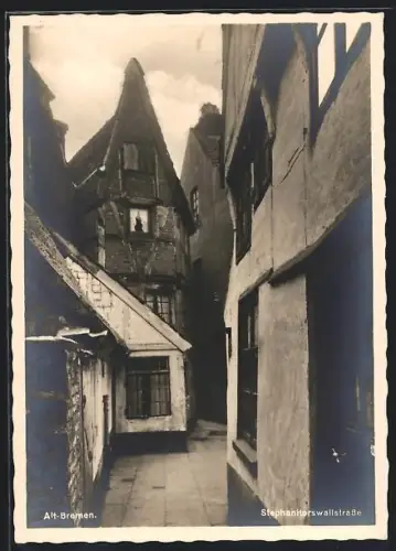 AK Bremen, Stephanitorswallstrasse, Altstadt, Fachwerkhäuser
