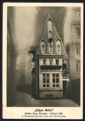 AK Bremen, Spitzen Gebel, ältestes Haus Bremens, erbaut 1365