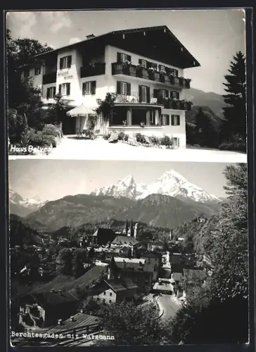 AK Berchtesgaden, Haus Belvedere, Watzmann, Ortsansicht