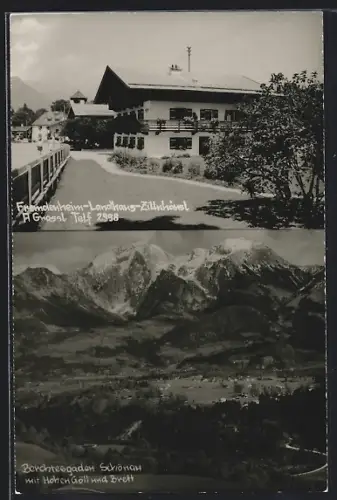AK Berchtesgaden Schönau, Landhaus Zillnhäusl, Hohes Göll und Brett
