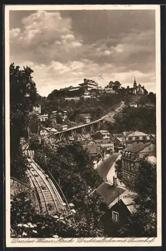 AK Dresden-Weisser Hirsch, Weisser Hirsch, Drahtseilbahn mit Luisenhof