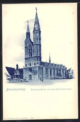 AK Braunschweig, Katharinenkirche mit dem Heinrichsbrunnen