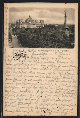 AK Berlin, Reichstagsgebäude, Siegessäule