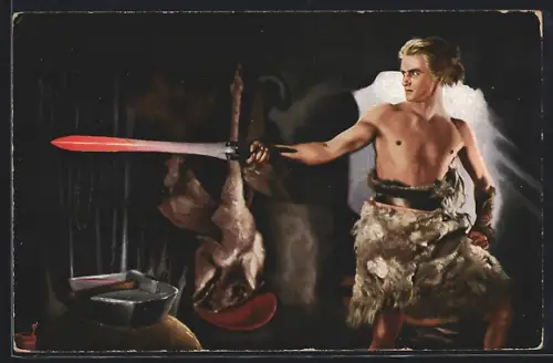 AK Nibelungen I, nach dem gleichnamigen Ufa-Film, Siegfrieds Schwert nach dem Schmieden