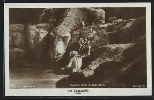 AK Die Nibelungen I. Teil, Siegfried badet im Drachenblut