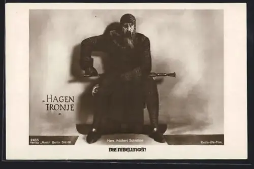 AK Die Nibelungen, Hans Adalbert Schlettow in seiner Rolle als Hagen von Tronje