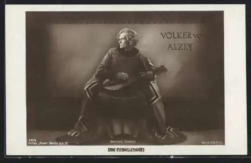 AK Film Die Nibelungen, Schauspieler Bernhard Goetzke im Kostüm als Volker von Alzey mit Laute