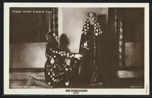 AK Film Die Nibelungen, Rüdiger schwört Kriemhild Treue