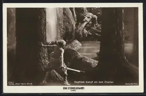 AK Die Nibelungen, I. Teil, Siegfried im Kampf mit dem Drachen